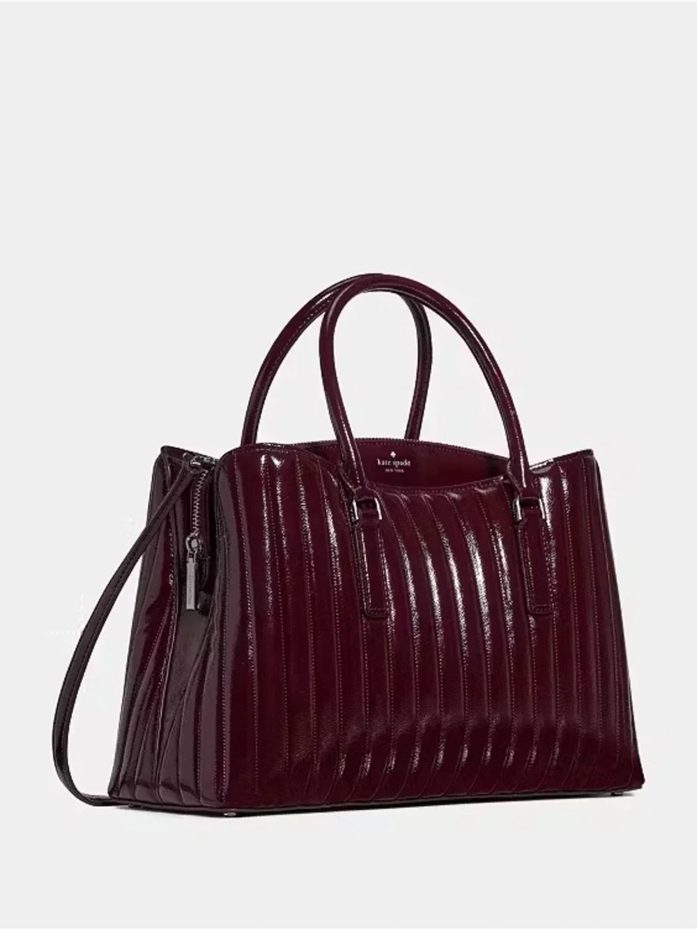 ♠️Kate Spade New York Thompson Street Shiny Quilted Satchel Bag, Grenache NWT